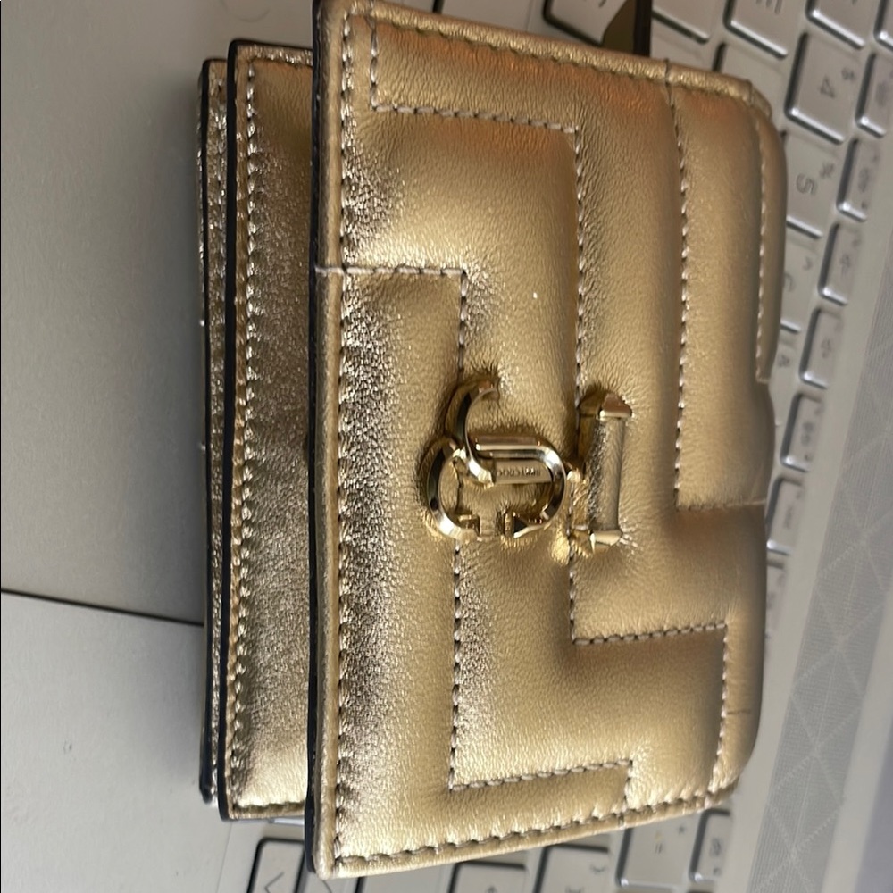 Gold Quilted Wallet with Metallic Finish